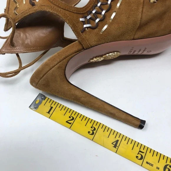 Aquazzura Sexy Thing Cut Out Suede Sandals Womens 40 US 9.5 Brown Artsy Boho - Picture 12 of 14